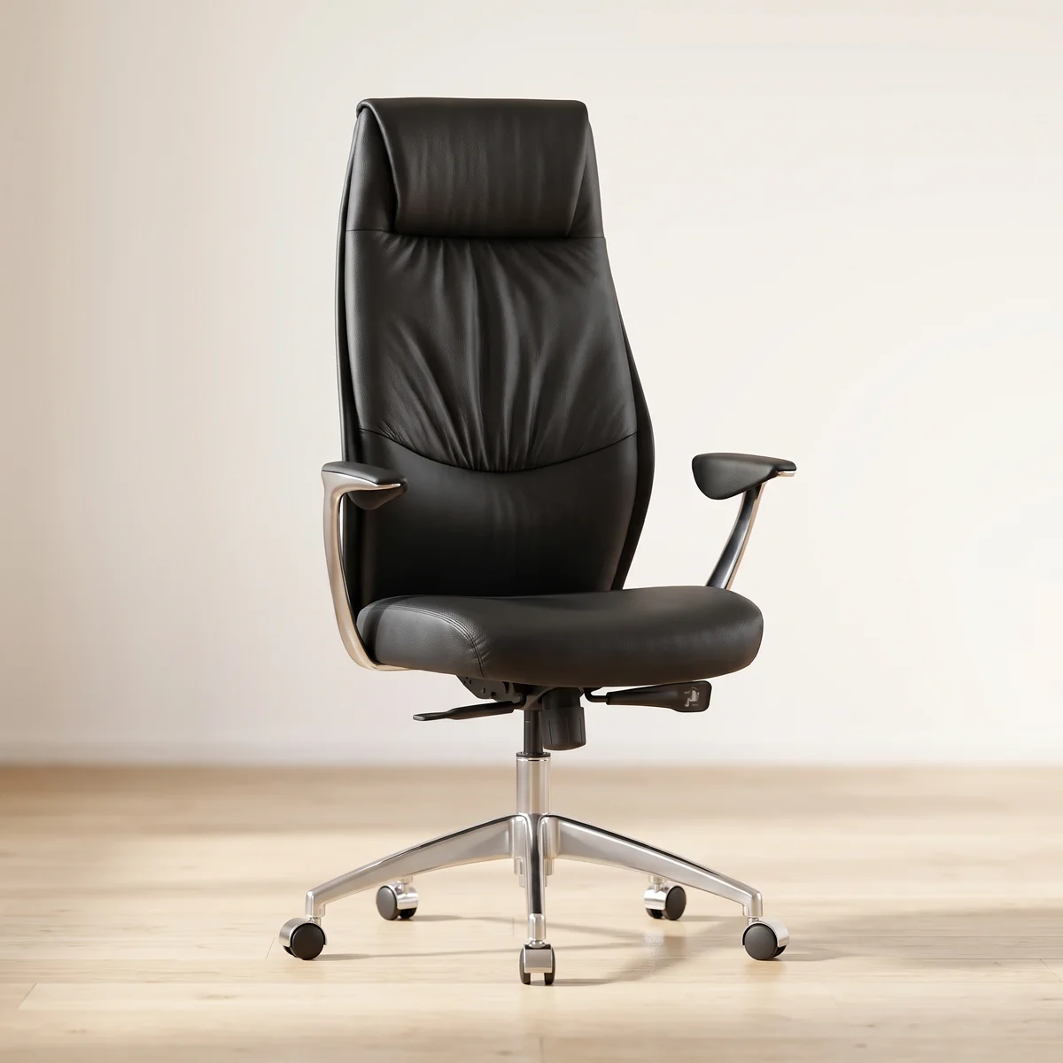 FineBuy Bürostuhl Echt-Leder Schreibtischstuhl 120KG Chefsessel