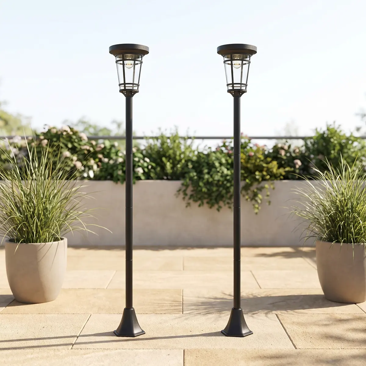 Outsunny Solar Laterne 2er-Set Stehleuchte 180cm Höhenverstellbar Außen
