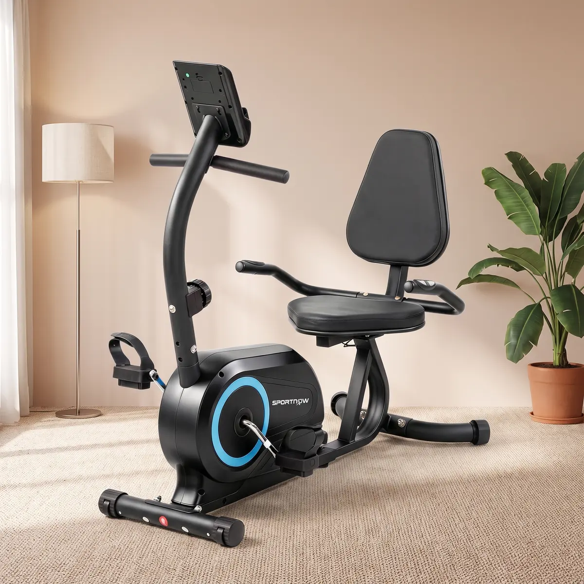 SPORTNOW Heimtrainer Liegeergometer mit 8-stufigem Magnetwiderstand