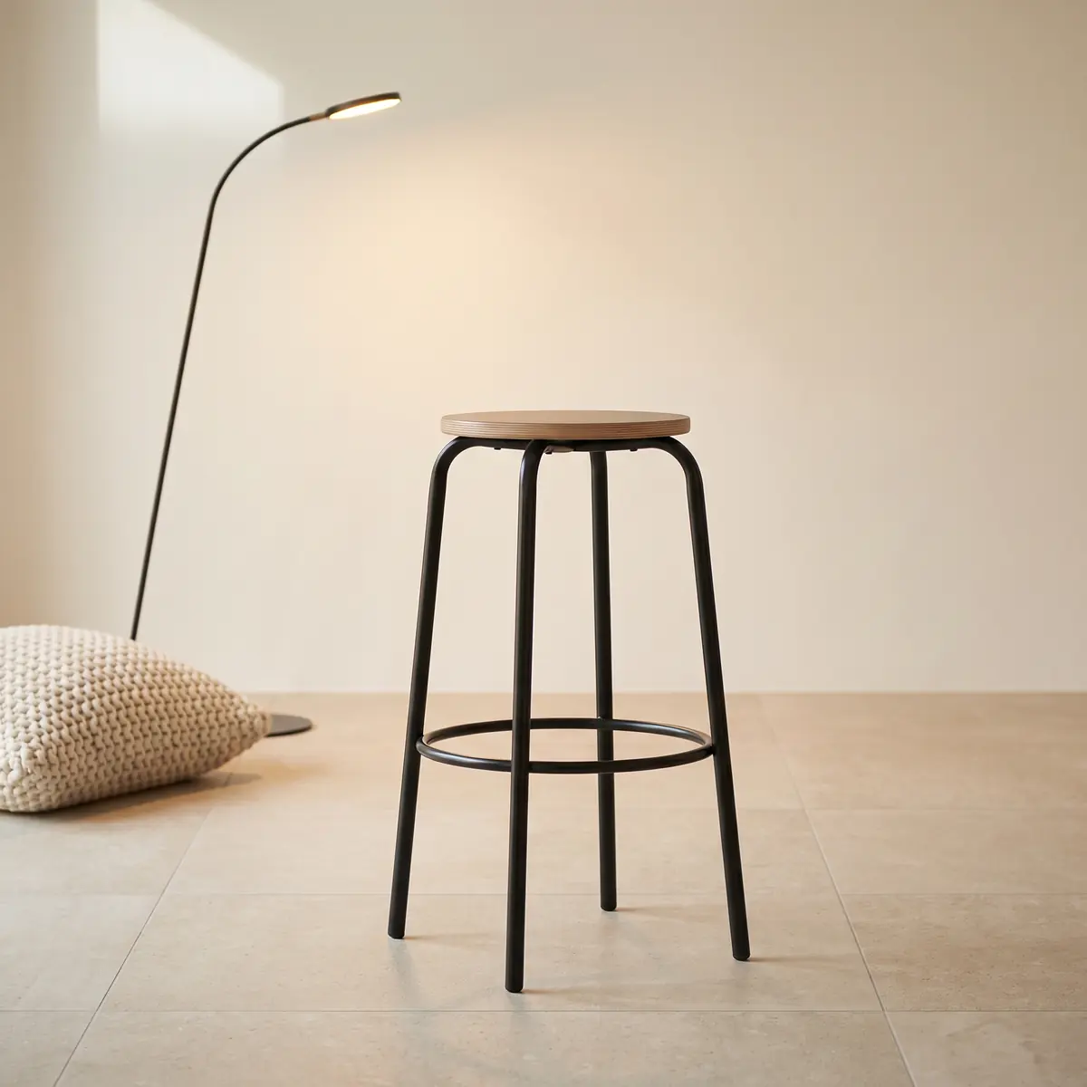 Jan Kurtz Barhocker PARIS,Gestell: Stahlrohr schwarz RAL9005 Sitz:Laminat