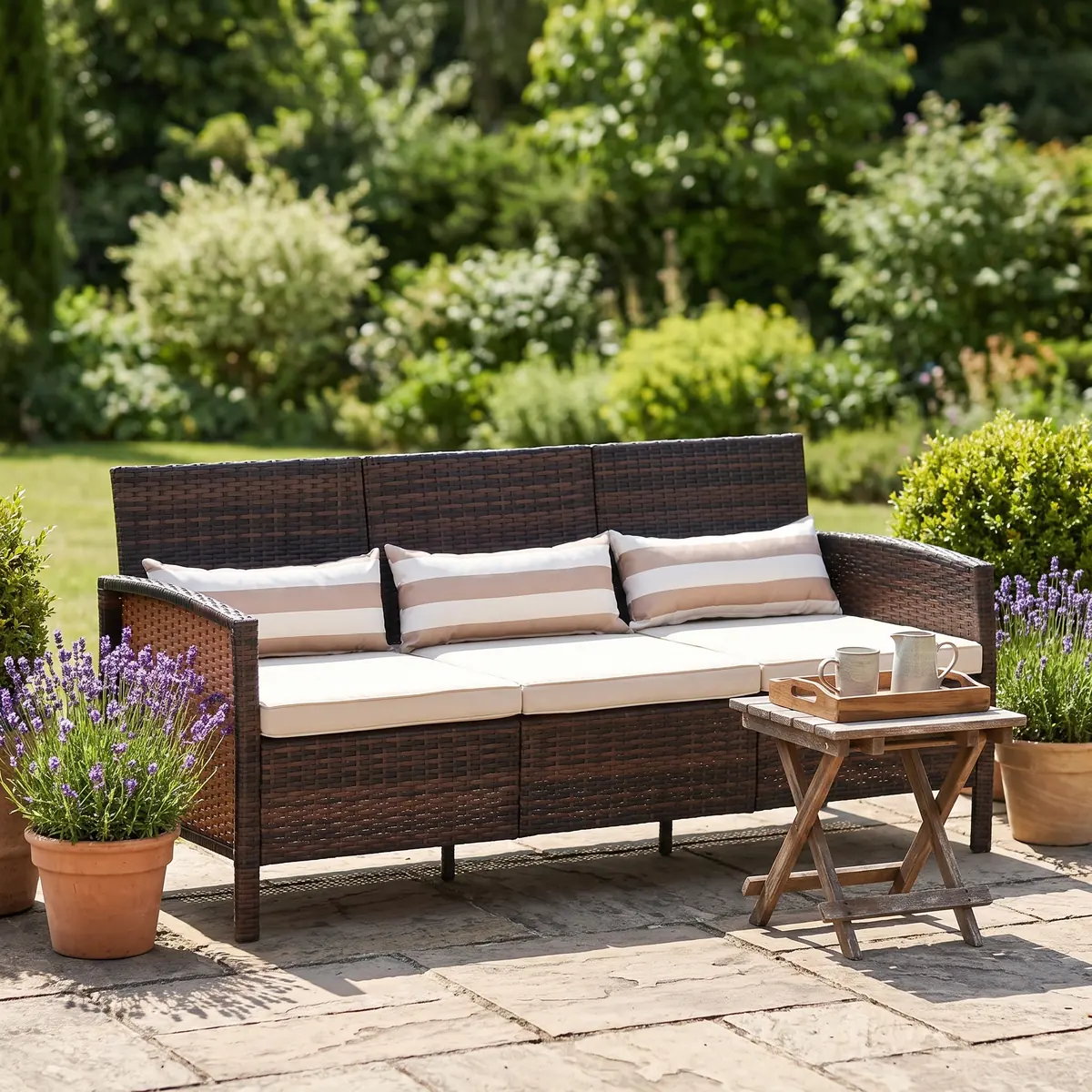 Outsunny Gartensofa braun Stahl