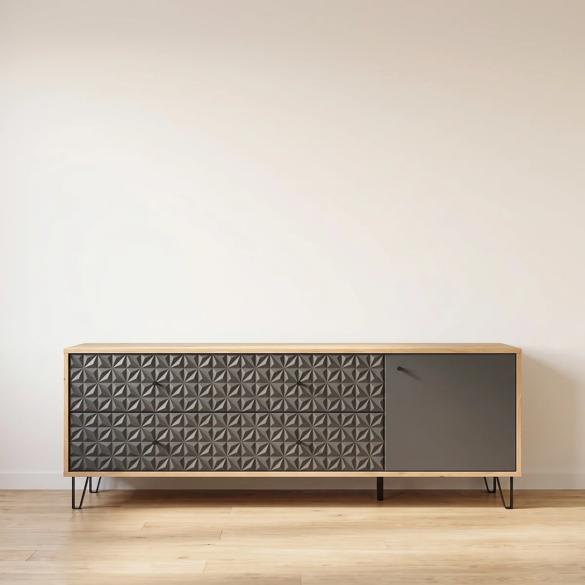 xonox.home Lowboard PRISMA Artisan Oak Nachbildung anthrazit matt