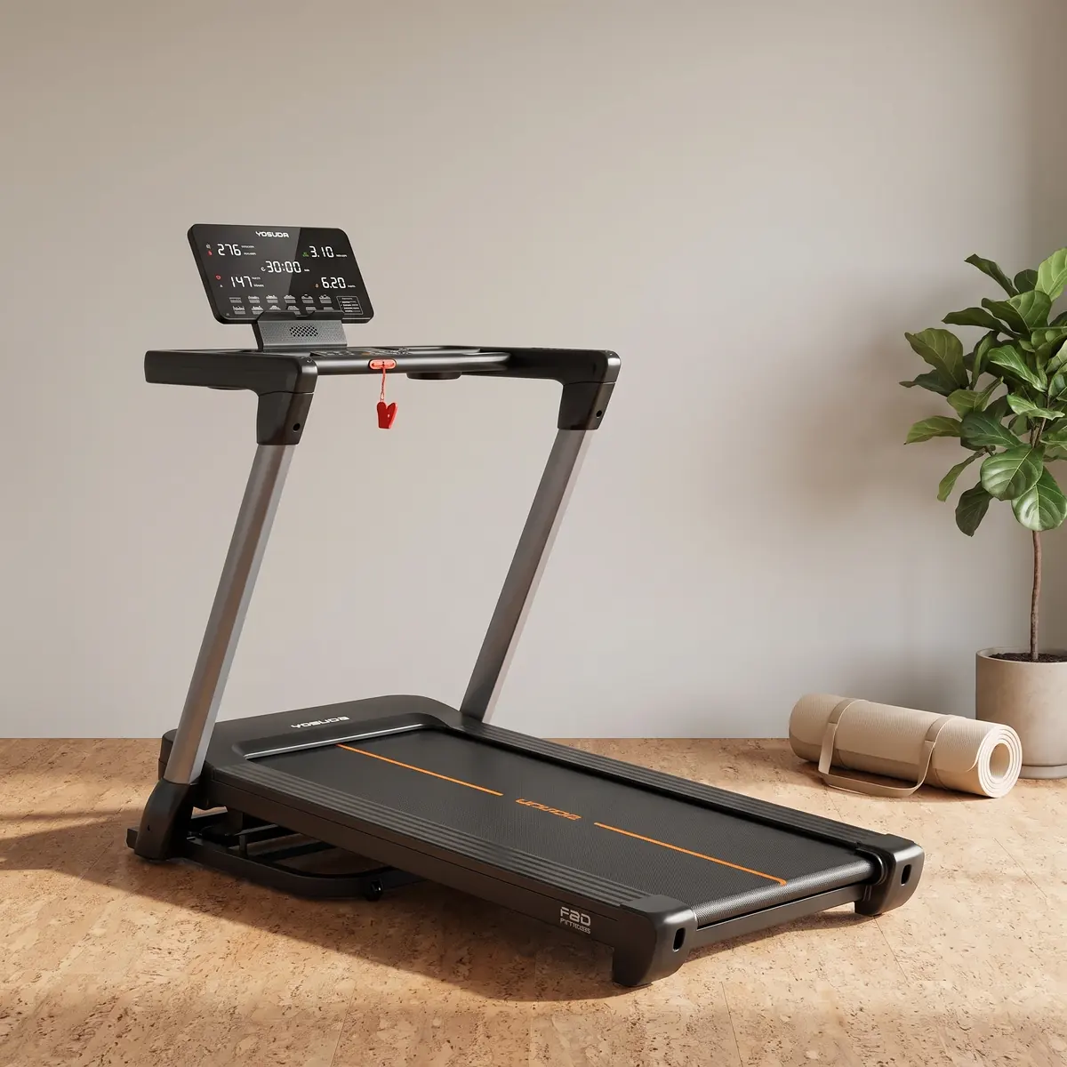 YOSUDA Zusammenklappbares Laufband Klappbares Fitness-Laufband 1-14 km/h