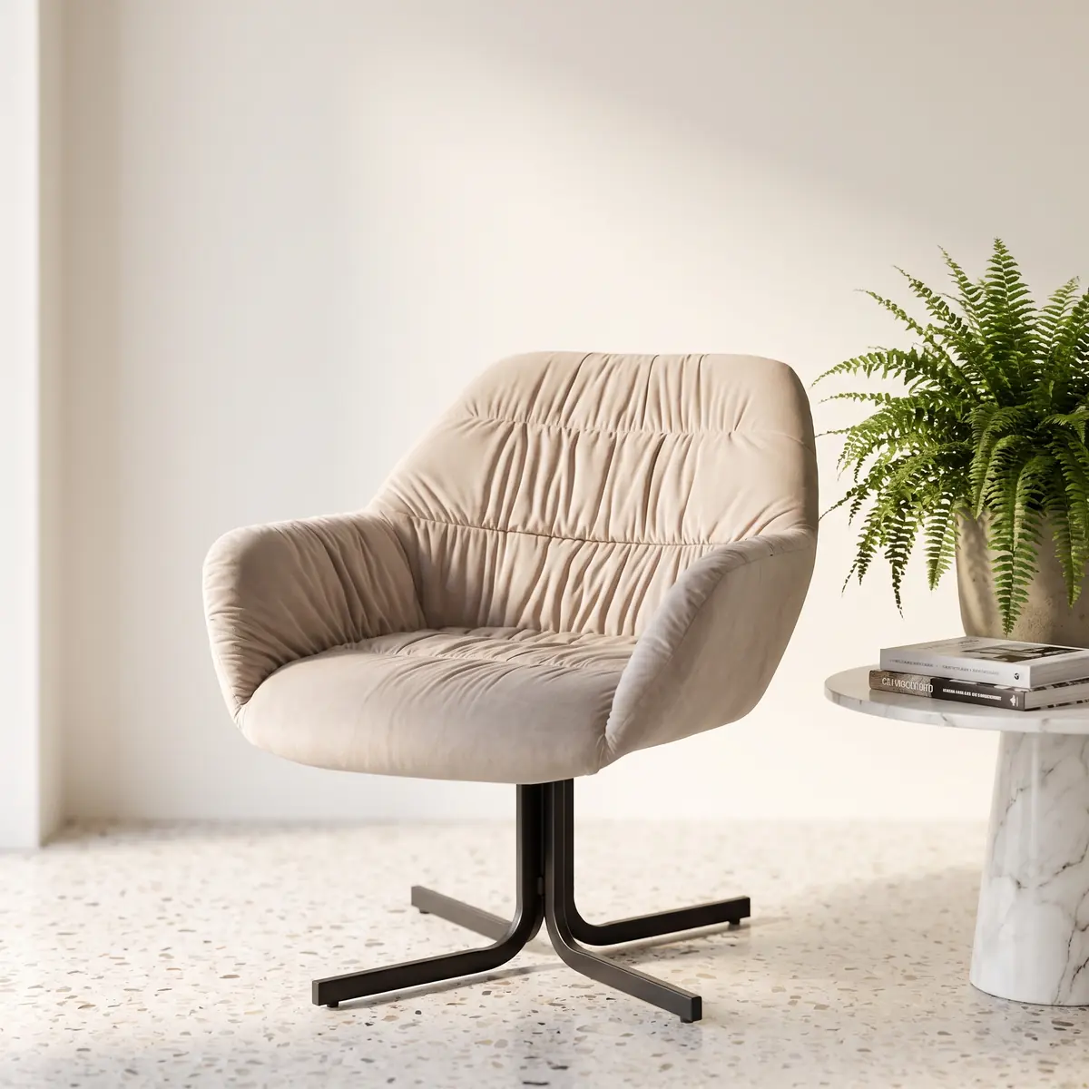 FineBuy Loungesessel Samt Design Clubsessel mit Metallbeine