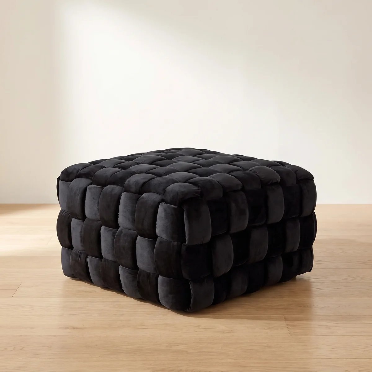 jahnke Moderner Samt- und geflochtener Pouf