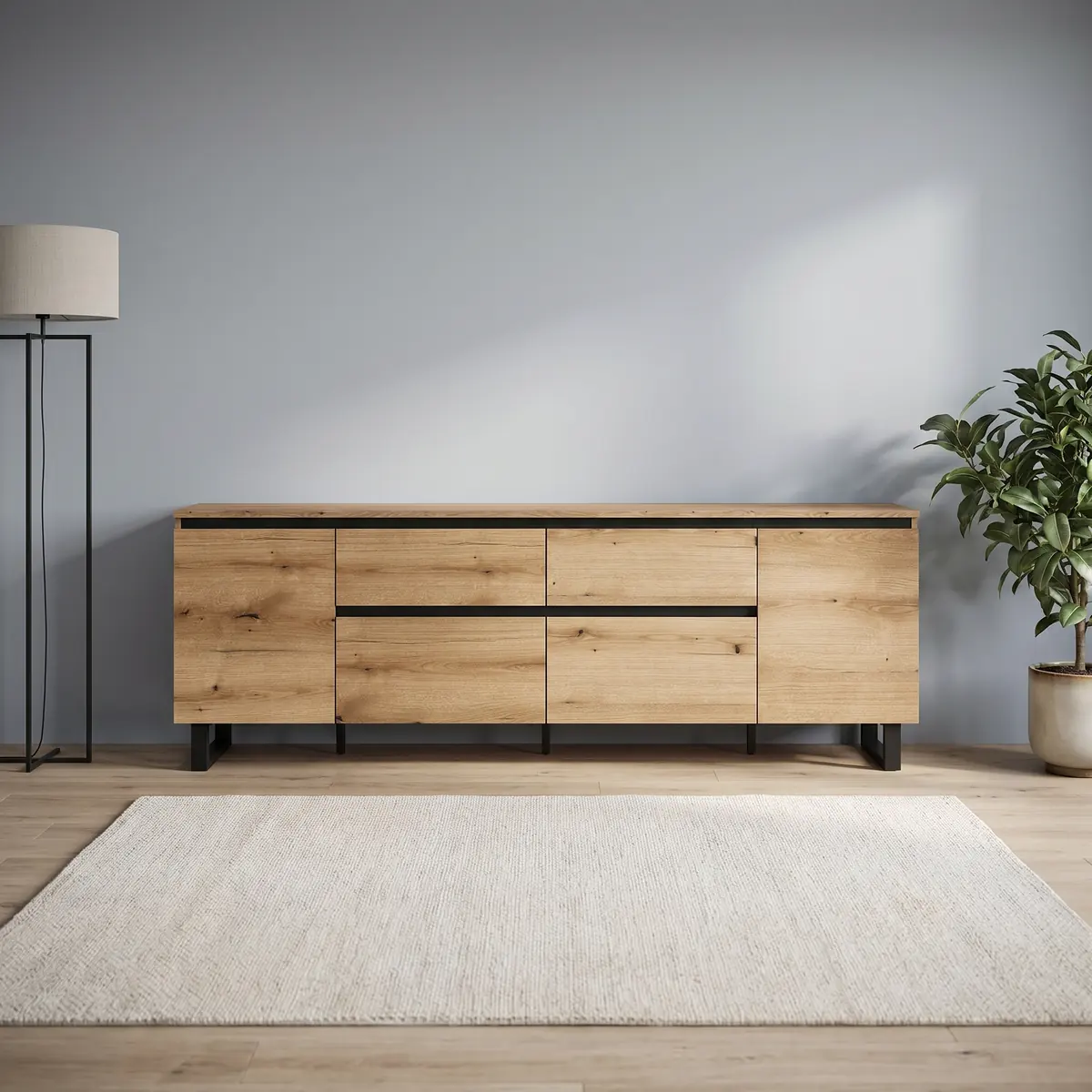 xonox.home Lowboard Tomasa Evoke Oak Nachbildung schwarz