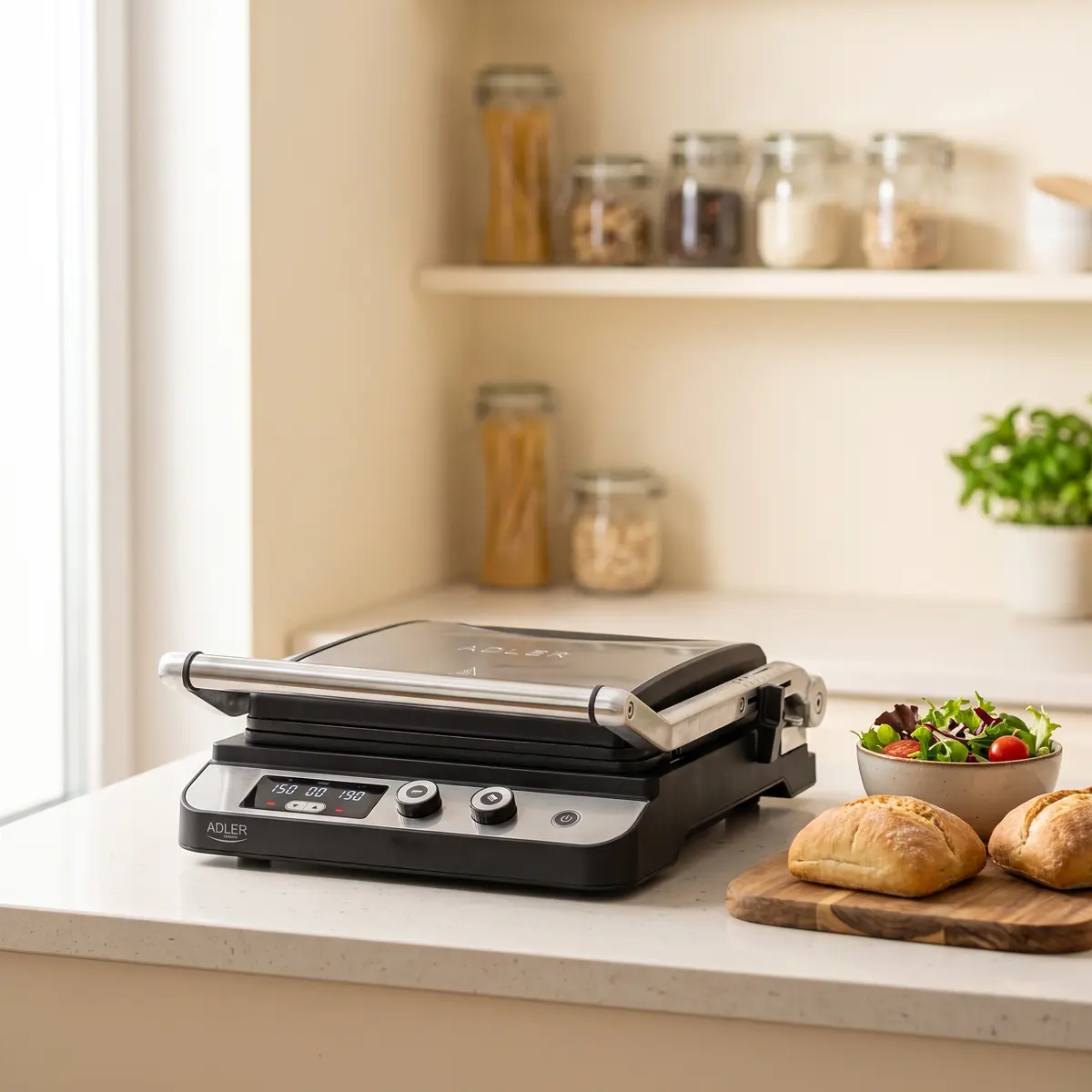 ADLER Elektrogrill: Kompakter 3000 W Indoor-Grill mit zwei unabhängigen