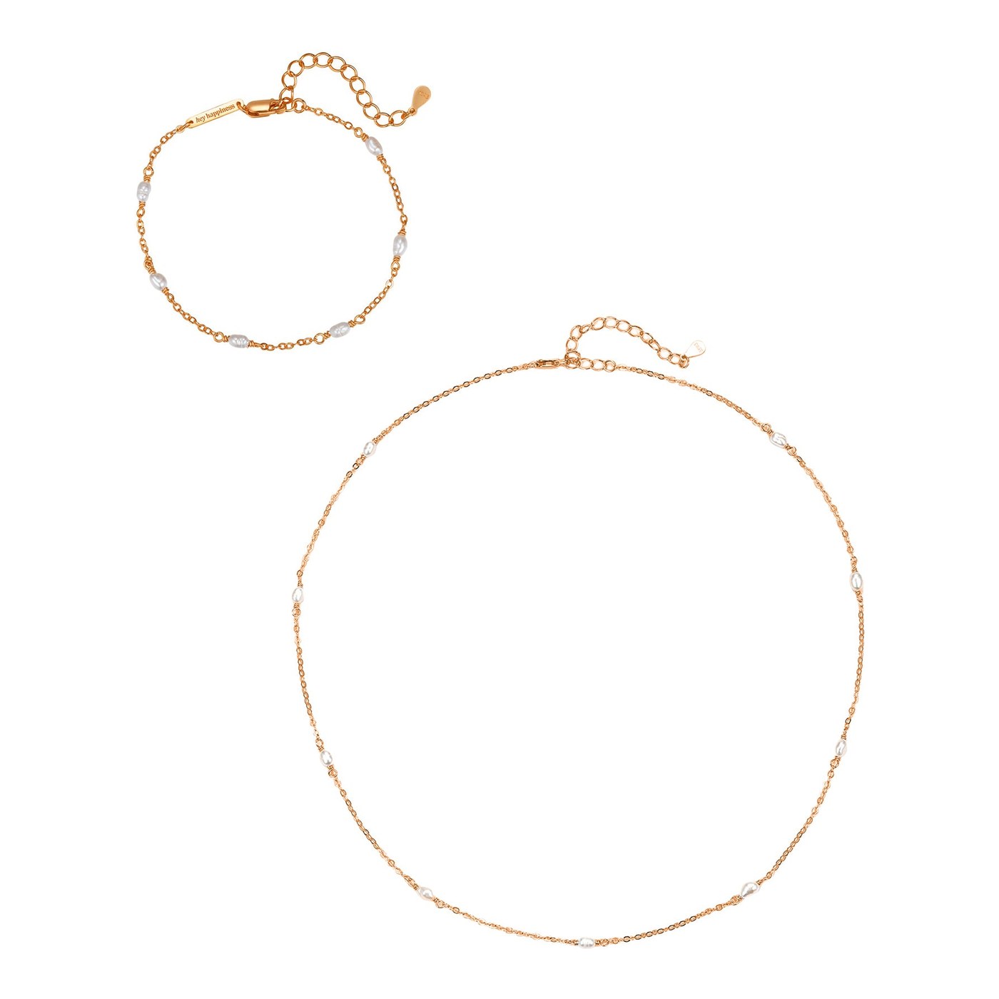 Hey Happiness Perle Chain Schmuck-Set Sterlingsilber