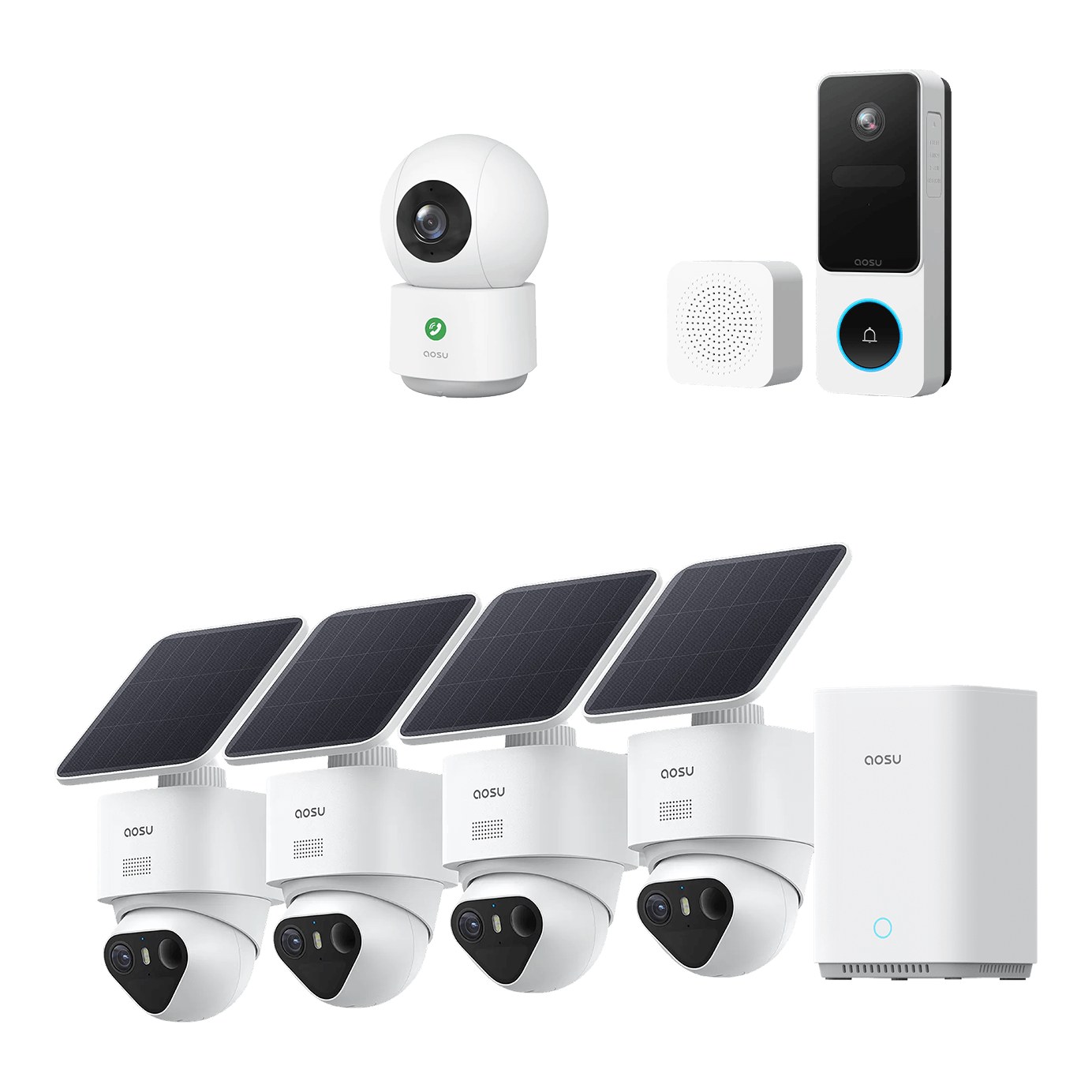 aosu | SECURITY SolarCam T2 Ultra System (Gen.2 aosuBase) + Video-Türklingel SE + IndoorCam P1