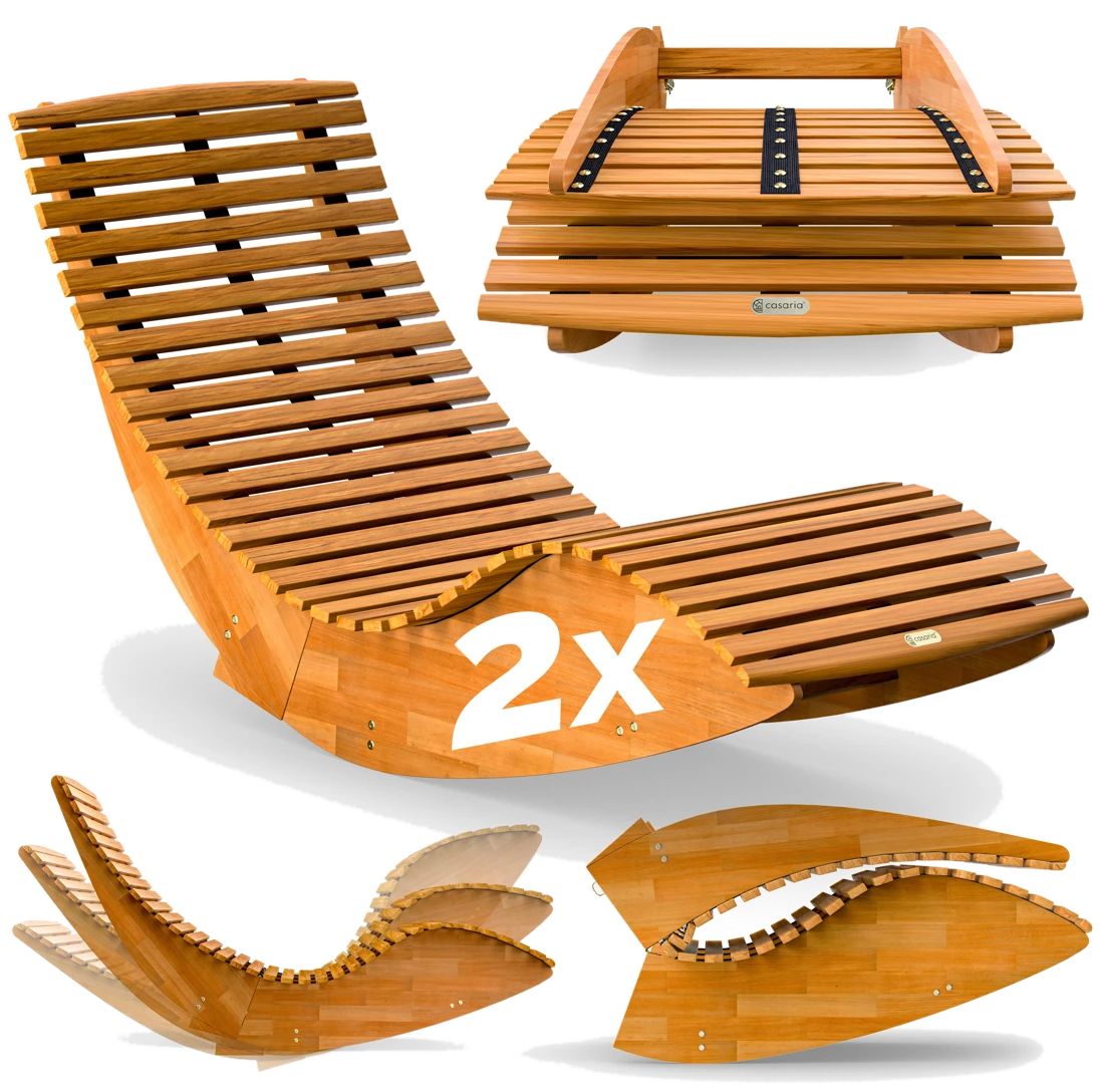 Casaria® Saunaliege Java 2er-Set klappbar ergonomisch Schaukel fixierbar
