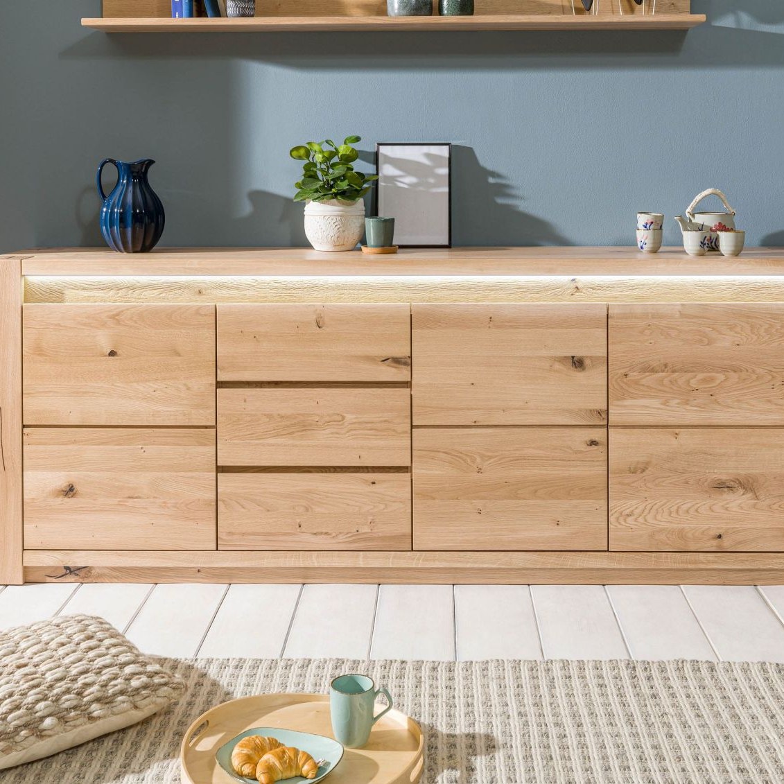 Massivmoebel24.de Sideboard Wildeiche 223x40x85 KENT