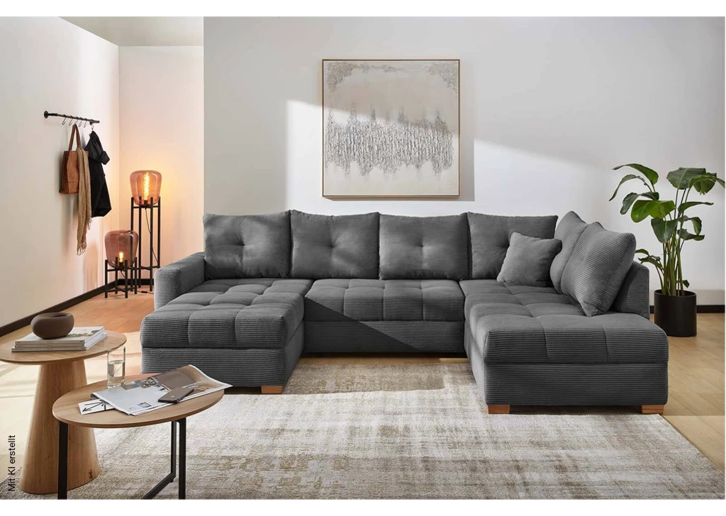 Wohnlandschaft grau Microfaser