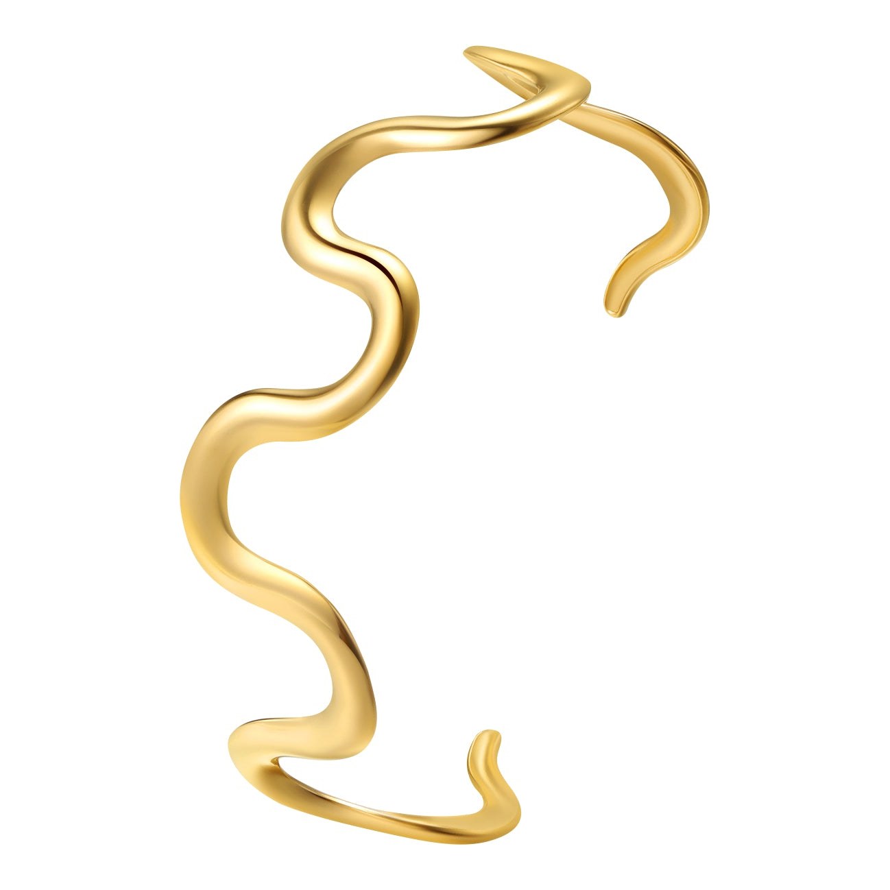 Hey Happiness Wavy Flow Open Cuff Armband – Gold