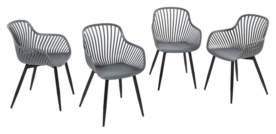 Hardin 1fachgut 4er Set aus Metall-Stühlen – Grau