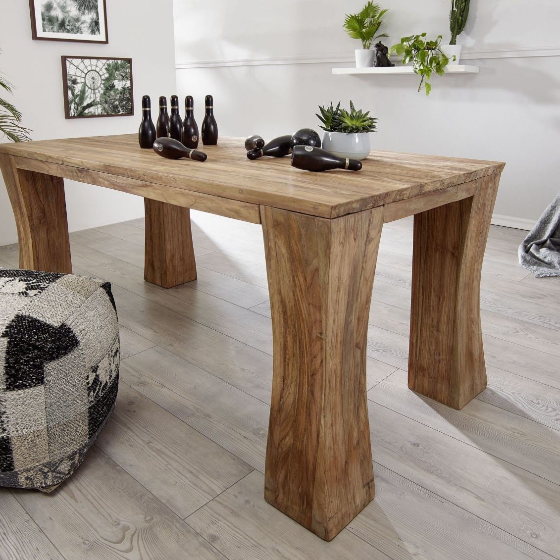 Massivmoebel24.de Esstisch TEAK 200x100x78 natur unbehandelt BASSANO #107