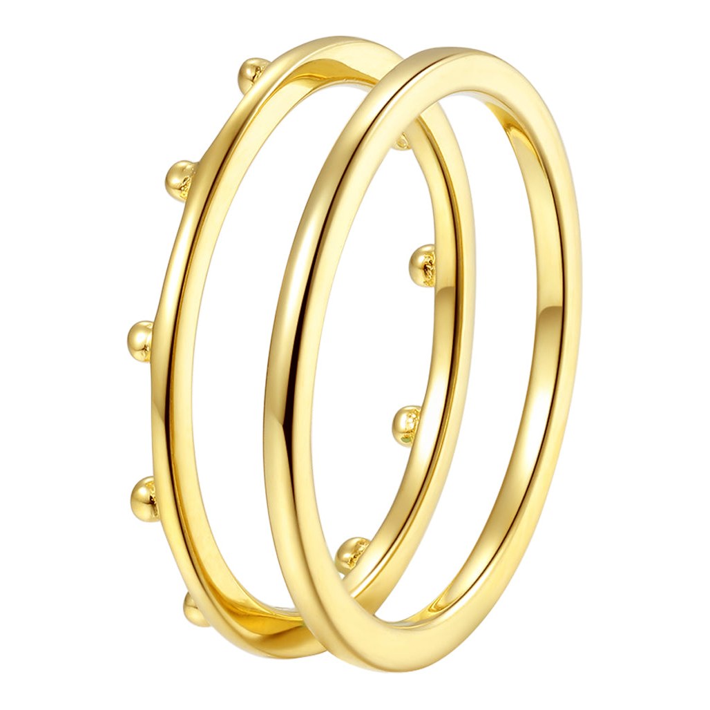 Hey Happiness Beaded Halo Ring Set Sterlingsilber Gold