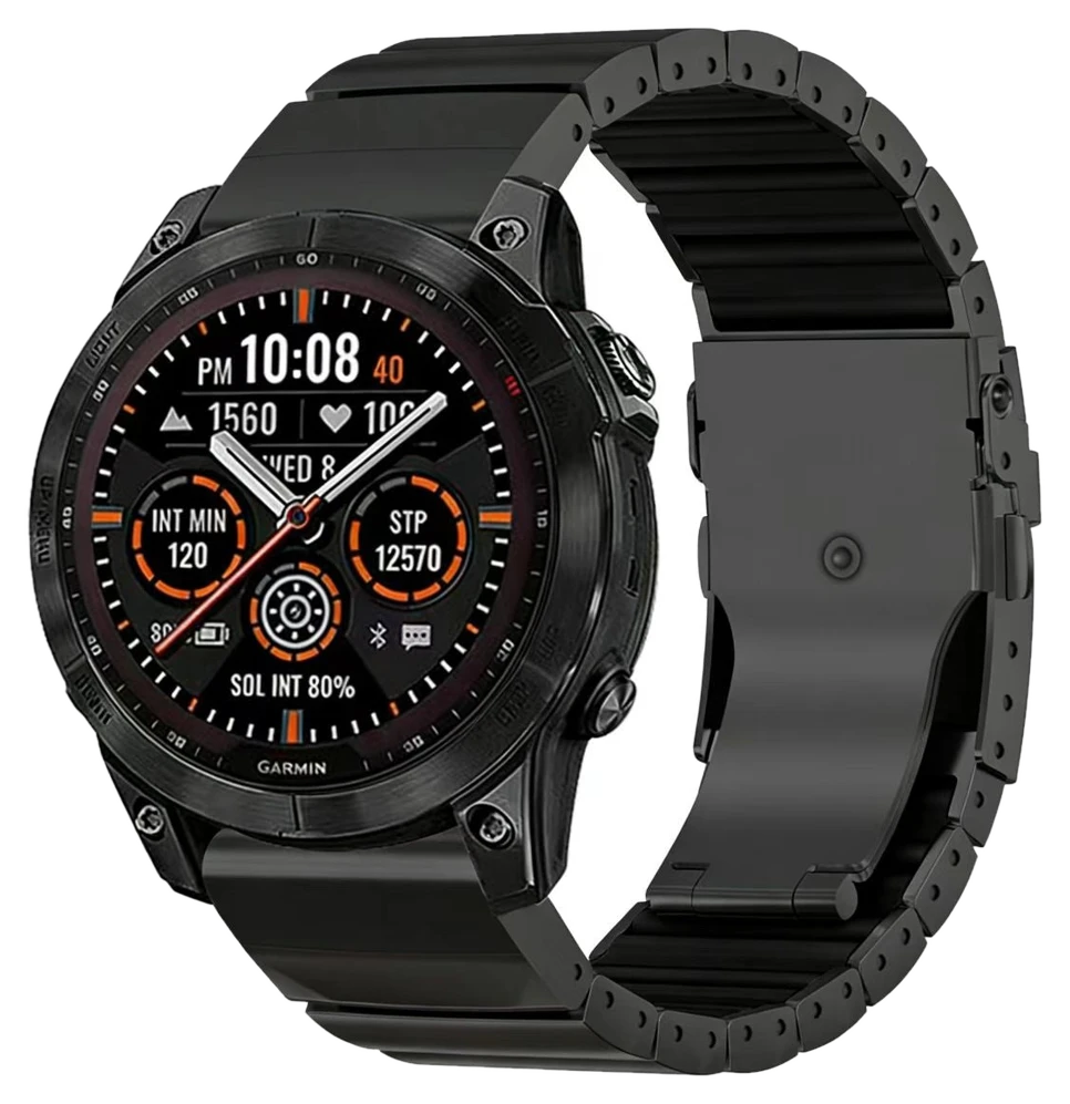 Strap-it Garmin Quatix 7x Solar Titan Hybridarmband (Schwarz)