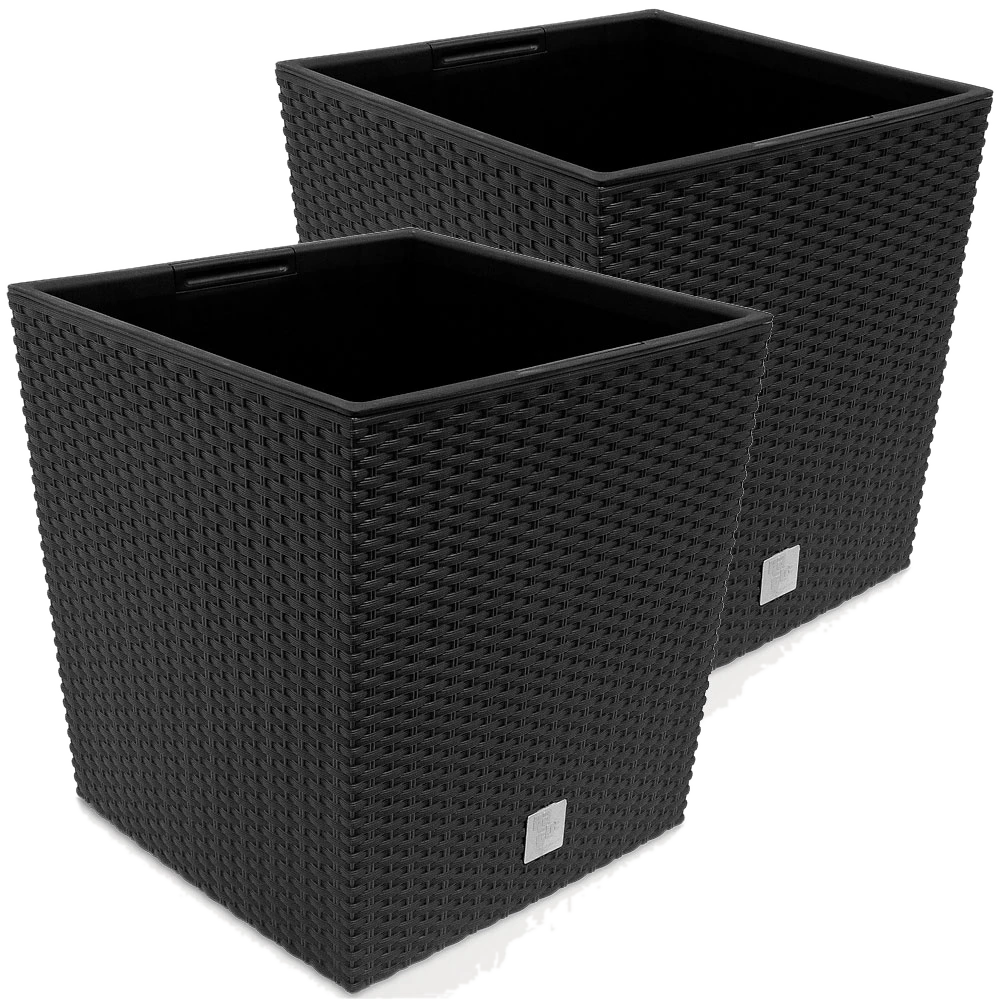 Deuba® Blumentopf Rato Low 2er-Set Umbra 39x39x40,5cm