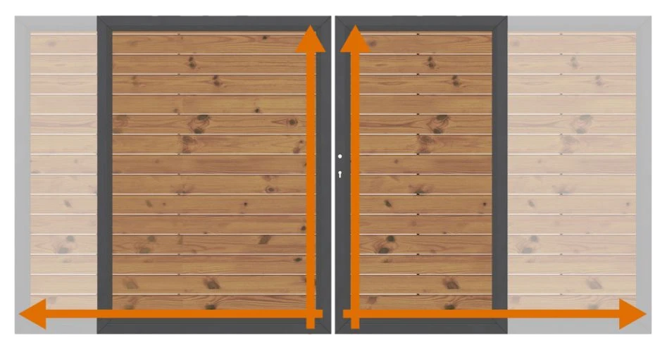 TraumGarten Doppeltor auf Maß Sichtschutzzaun SYSTEM RHOMBUS THERMO-HOLZ