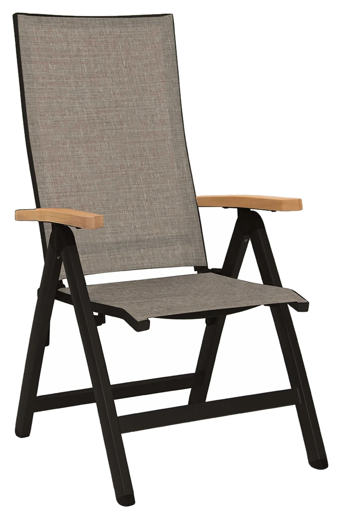 Stern Klappsessel New Top Aluminium schwarz matt mit Bezug Textilen Leinen
