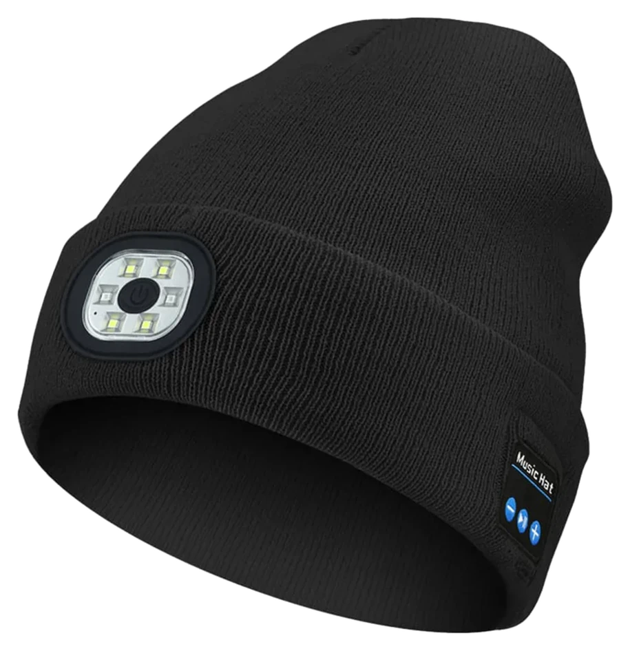 mysite GRUNDIG Bluetooth Beanie mit LED-Scheinwerfer und abnehmbaren Lautsprechern
