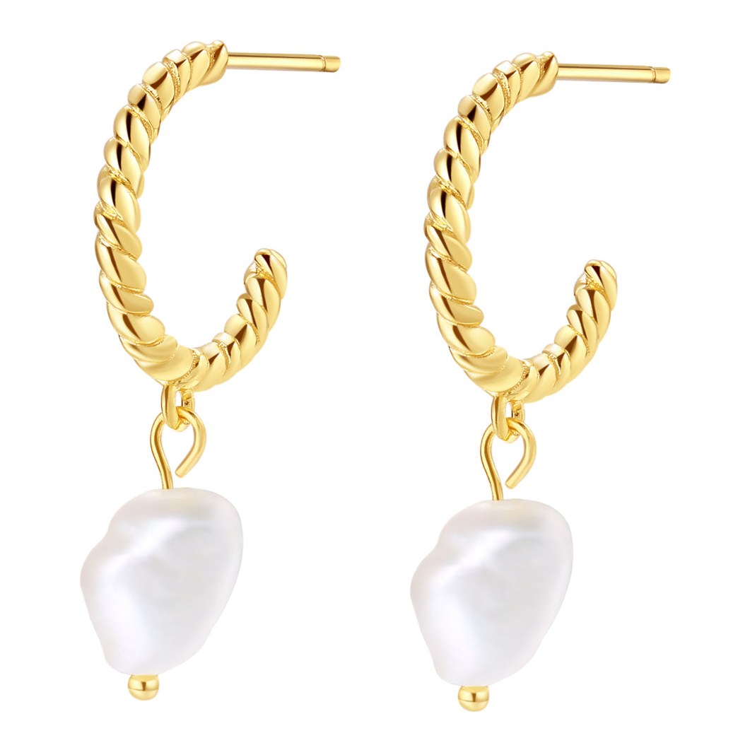 Hey Happiness Twisted Hoop Perle Ohrhänger Sterlingsilber Gold