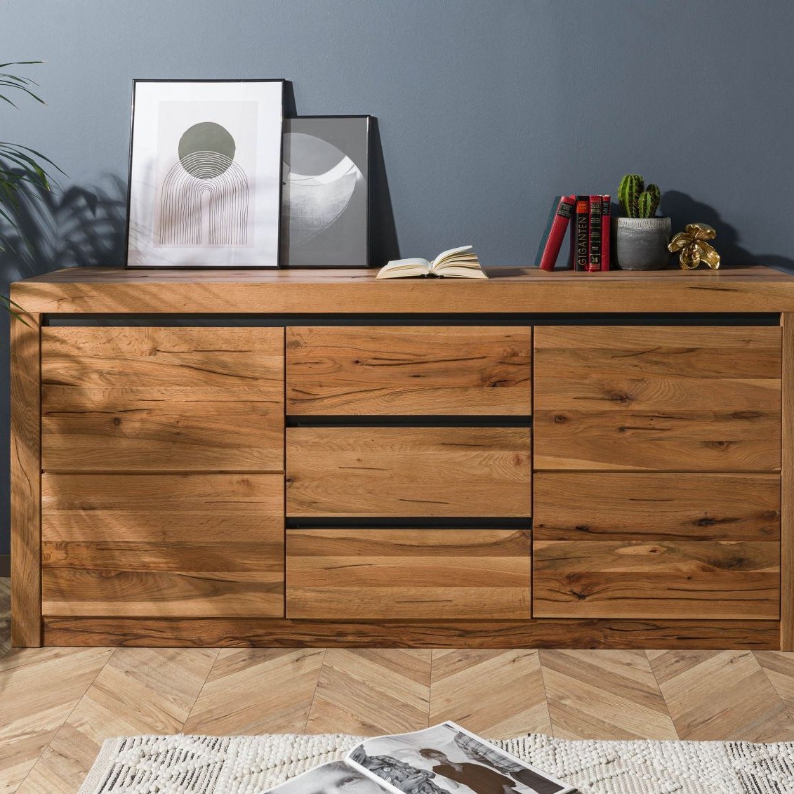 Massivmoebel24.de Sideboard Wildeiche/Zerreiche 185x43x80 MONTREUX