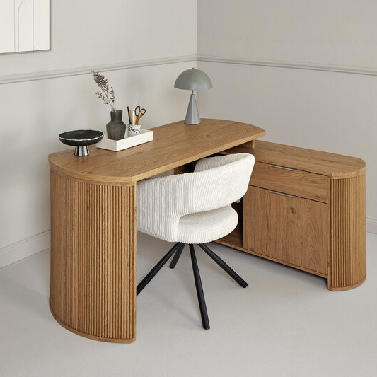 jahnke Premium Eckschreibtisch Moon (B150 x T120 x H75,2 cm) in Montan-Eiche