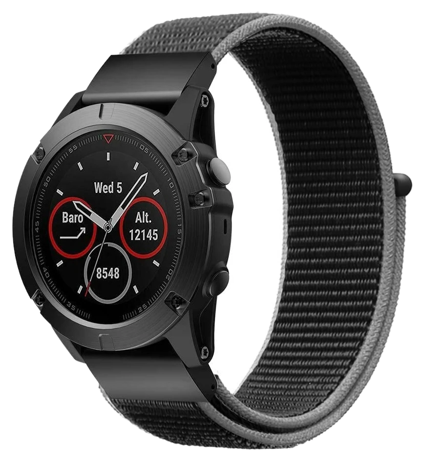 Strap-it Garmin Quatix 3 / 6x / 7x Solar Nylonarmband (Charcoal)