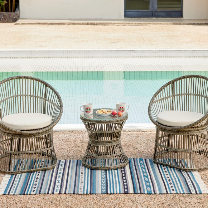 Happy Home 5 tlg. Garten Set mit Sitzkissen in Rattan