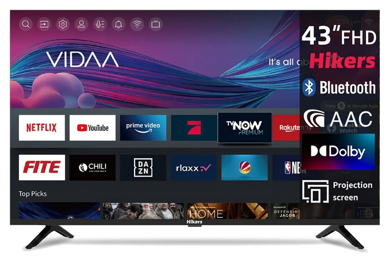 Hikers Android TV 43 Zoll FHD LED Smart TV für Home Entertainment mit WiFi