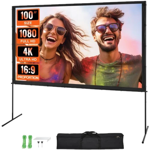 VEVOR Projektion Beamer Leinwand mit Ständer 254 cm HD 4K Outdoor Indoor