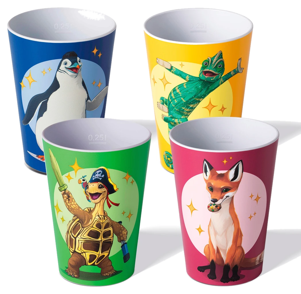 AWAVE Die Schule der Magischen Tiere Trinkbecher 250 ml rPET Set 4-teilig