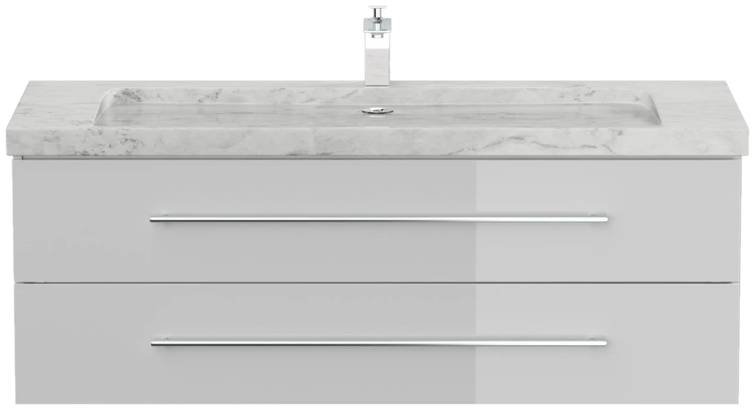 Posseik Badmöbel Marmor Carrara White YAMO 130 cm 1 Hahnloch SoftClose weiß