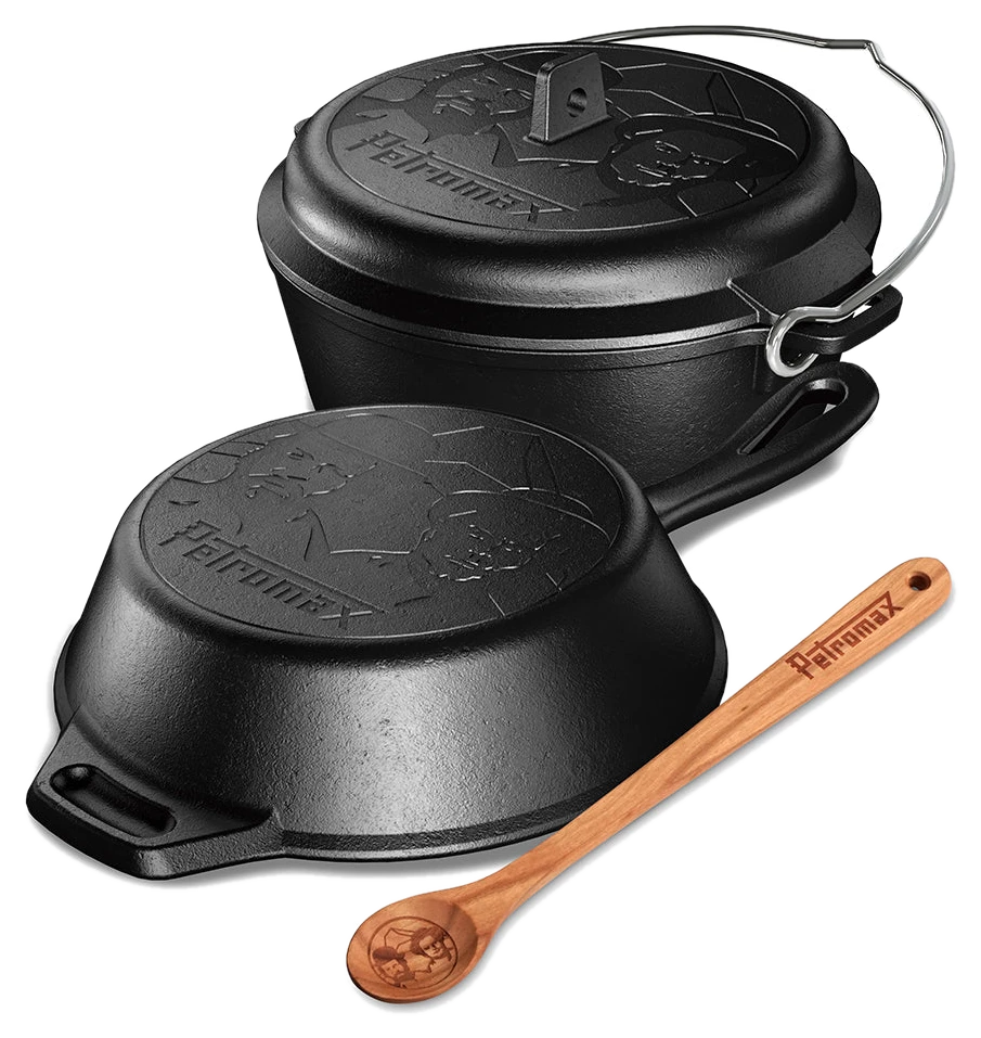 Petromax Set Gusseisenpfanne + Dutch Oven + Holzlöffel