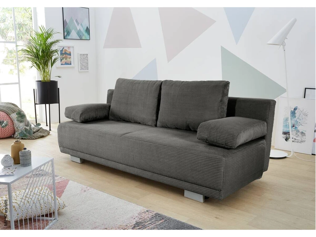 Schlafsofa grau Microfaser