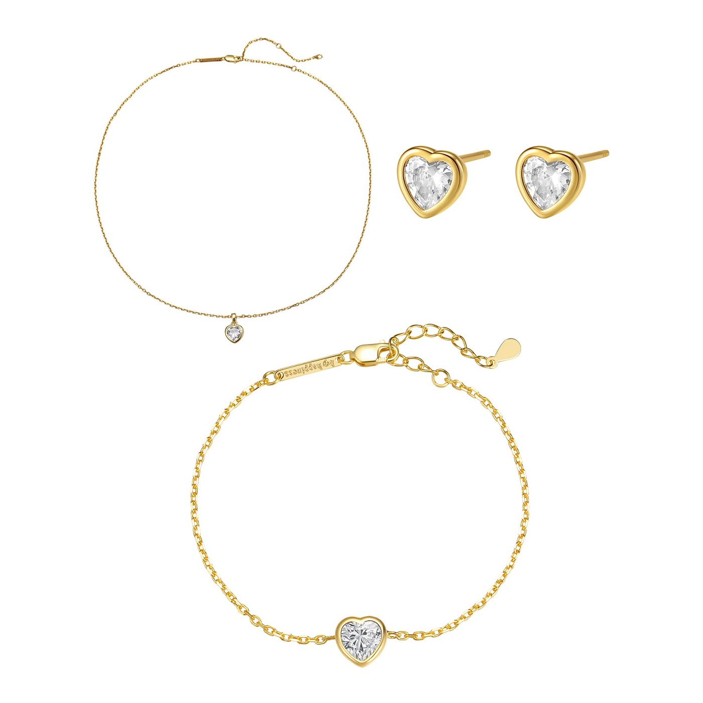 Hey Happiness Sparkling Herz Schmuck-Set Sterlingsilber