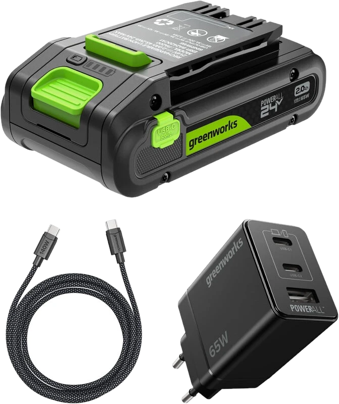 greenworks 24 V Einstiegs-Set: 1x 2 Ah HP USB-Akku
