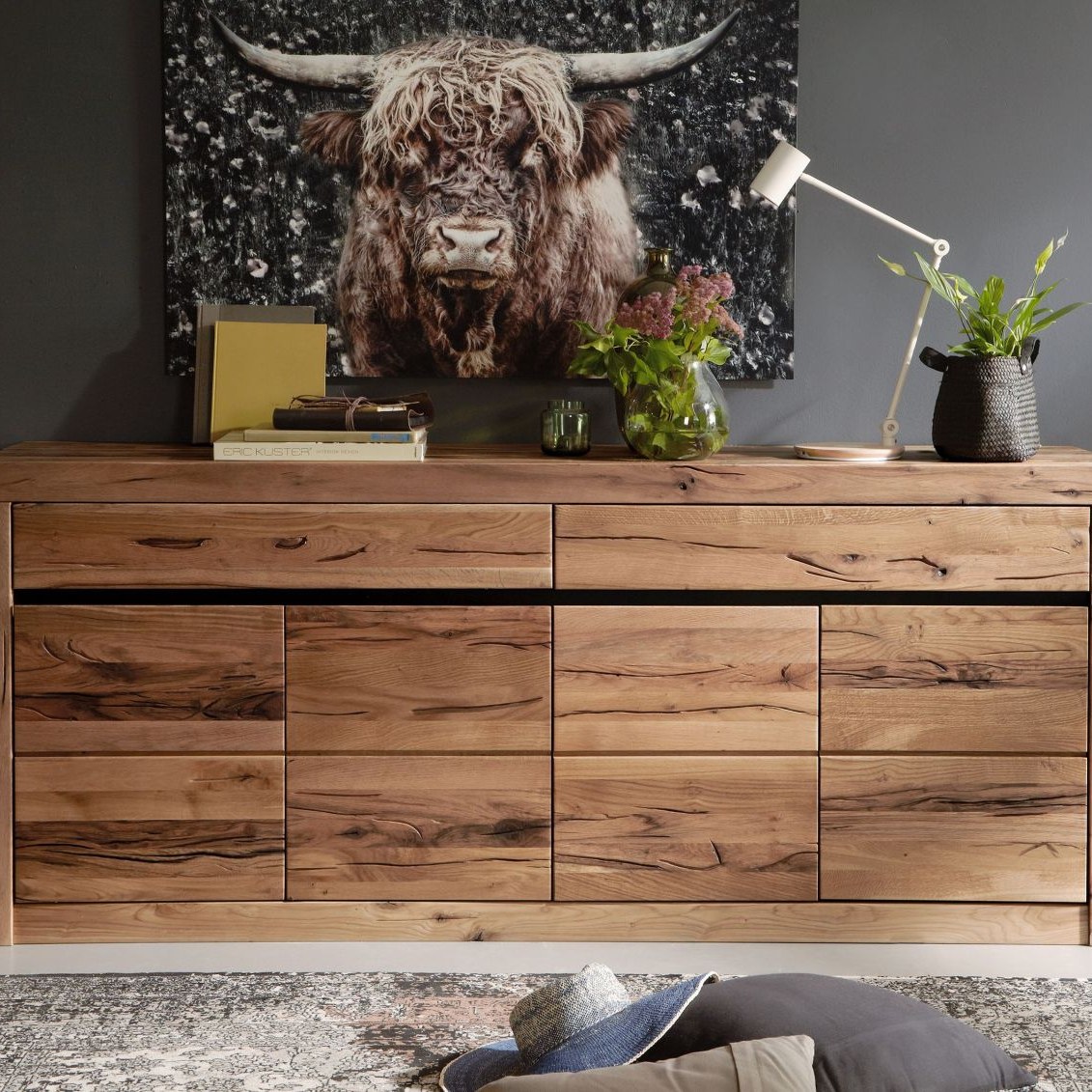 Massivmoebel24.de Sideboard Wildeiche/Zerreiche 202x43x80 MONTREUX