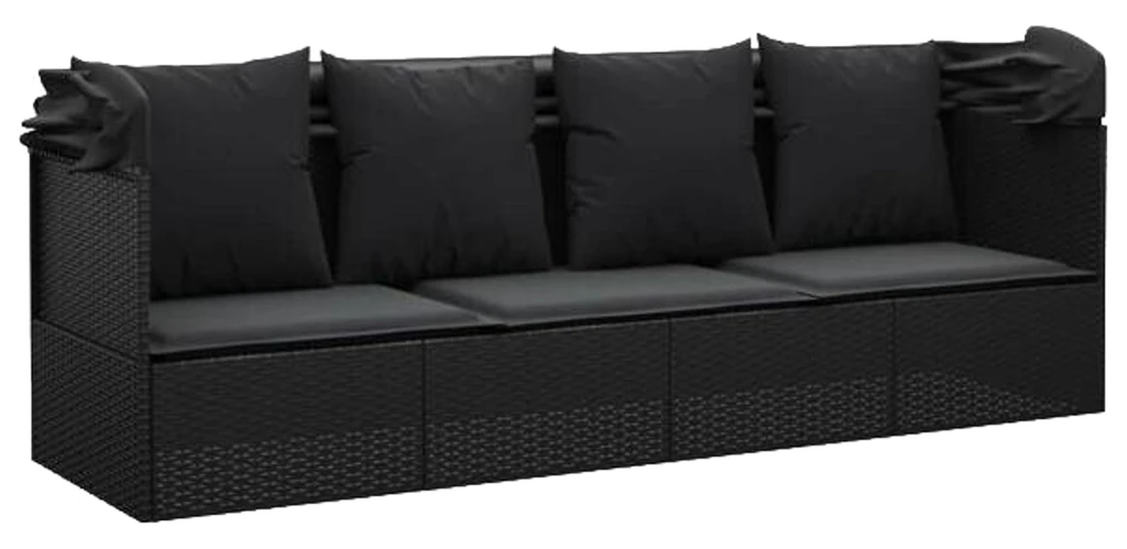 vidaXL Loungebett schwarz Rattan