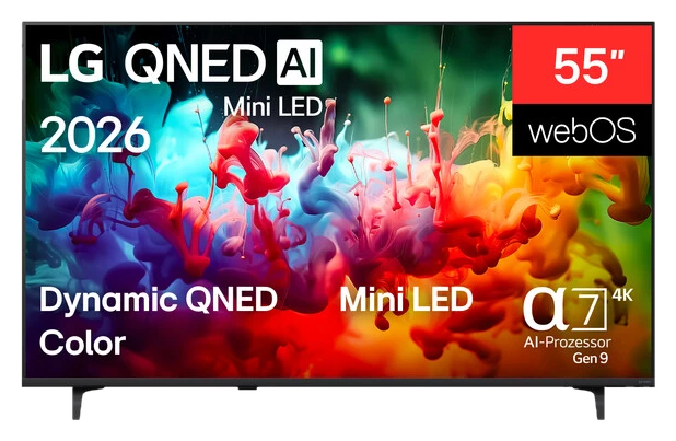 LG 55 Zoll QNED 4K Smart-TV: KI-optimiertes Bild