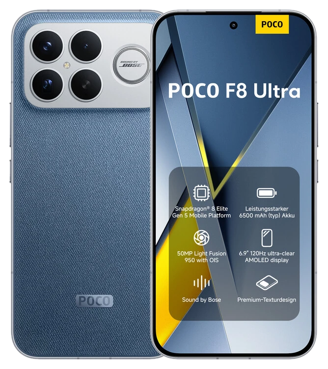 POCO F8 Ultra Smartphone »Denim Blue« 12 GB RAM 256 GB ROM