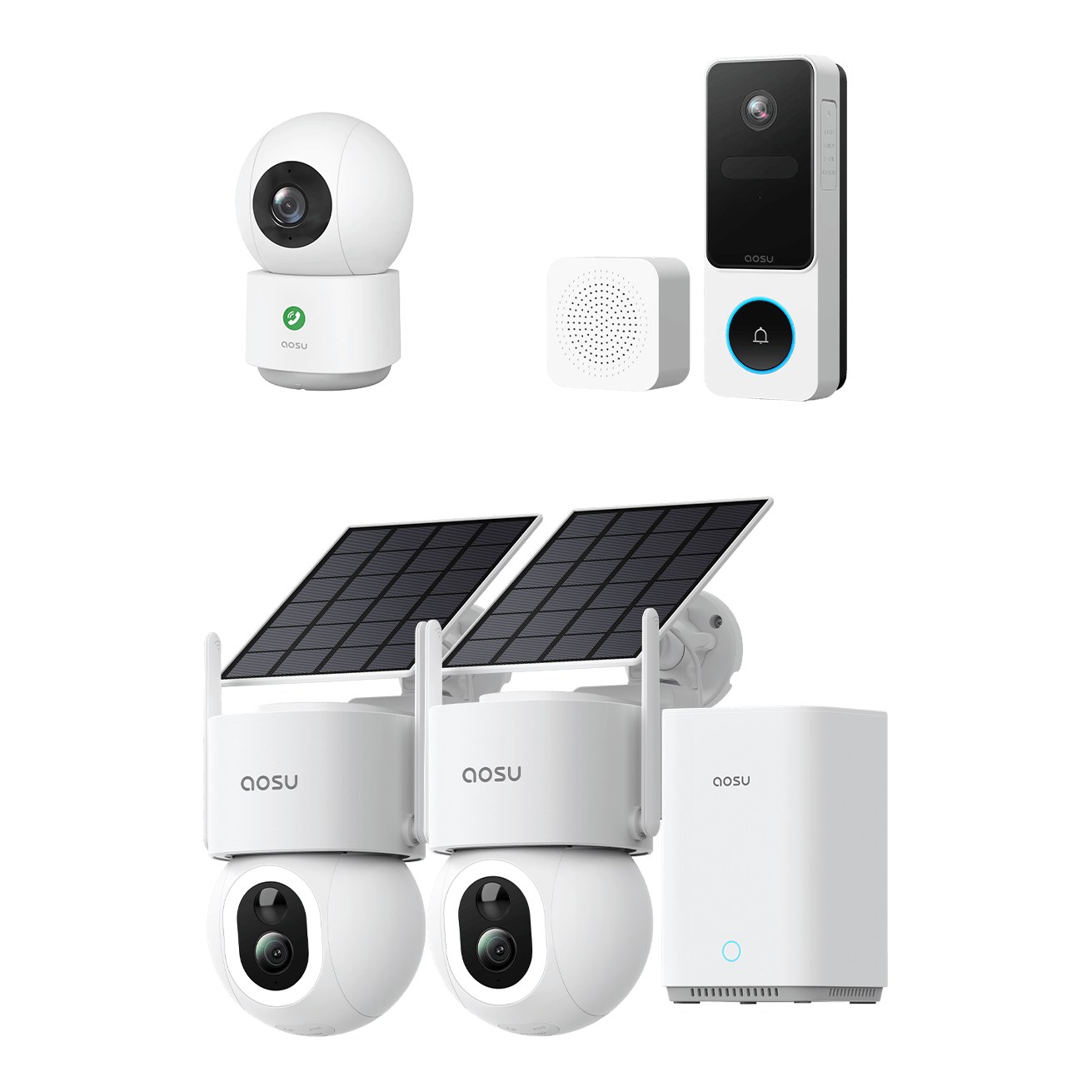 aosu | SECURITY SolarCam D1 Max (Gen2. aosuBase) + Video-Türklingel SE + IndoorCam P1