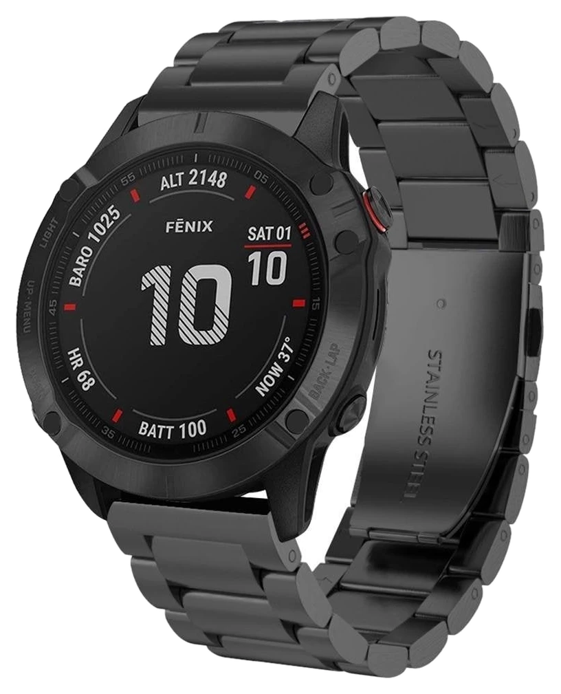 Strap-it Garmin Quatix 3 / 6x / 7x Solar Stahlarmband (Schwarz)