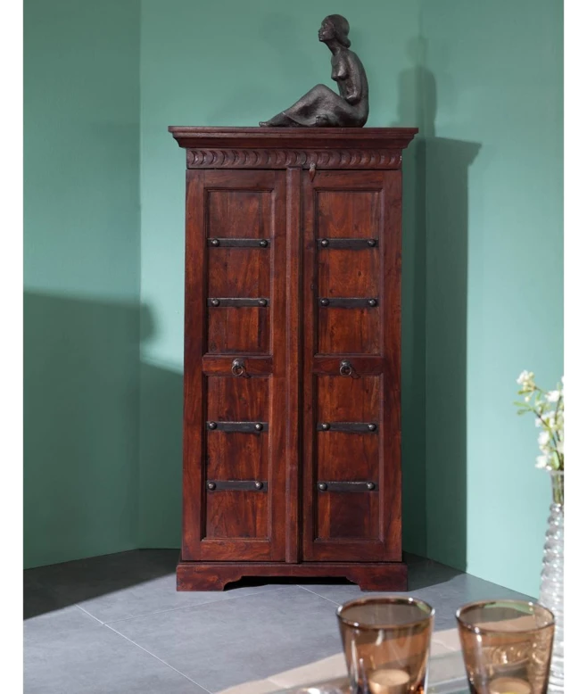 Massivmoebel24.de Schrank Akazie 70x36x133 nougat lackiert OXFORD #518