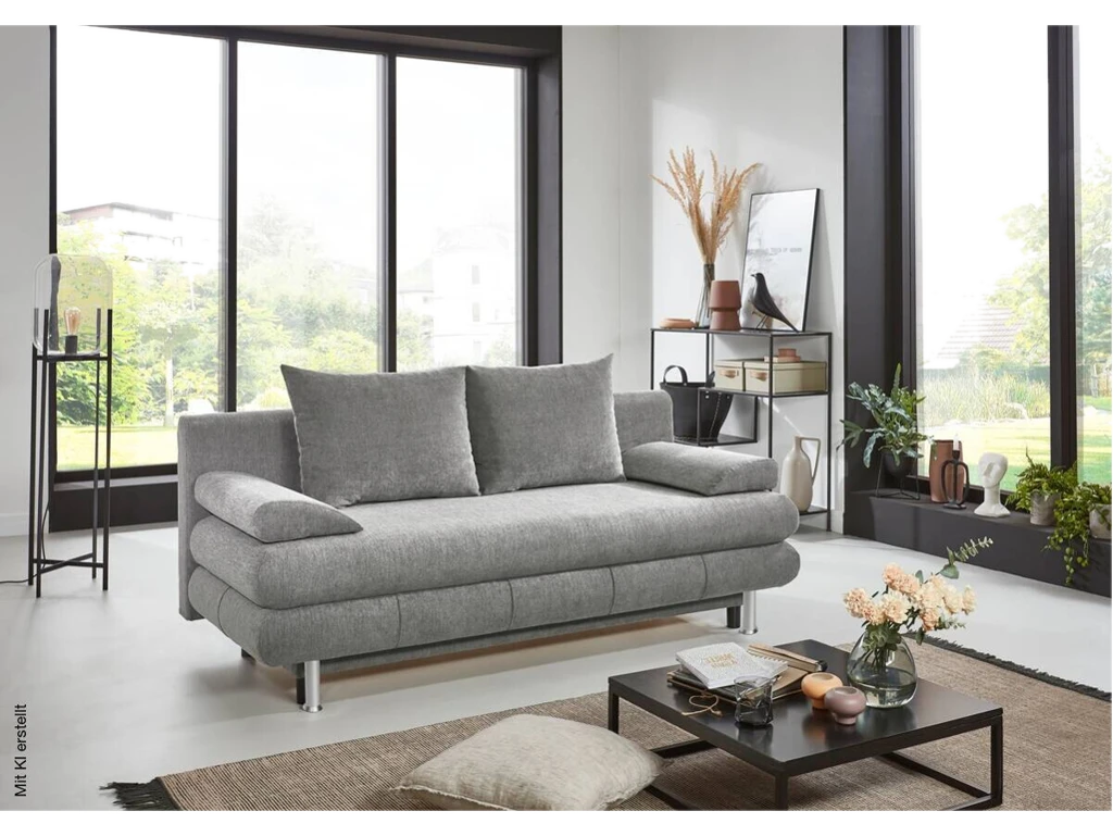 Schlafsofa Benfeld grau Microfaser
