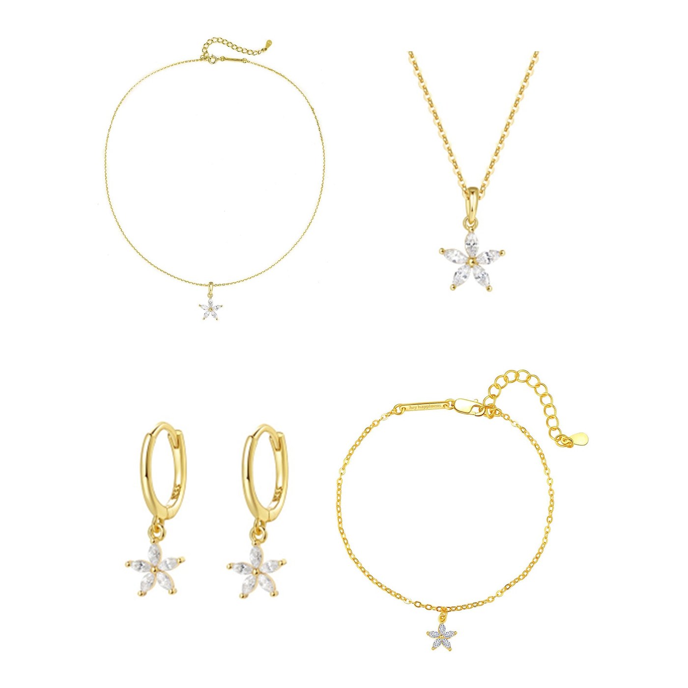 Hey Happiness Edelstein Daisy Schmuck-Set Sterlingsilber