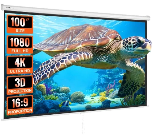 VEVOR Projektion Beamer Leinwand 254 cm HD 4K Outdoor Indoor Manuelle
