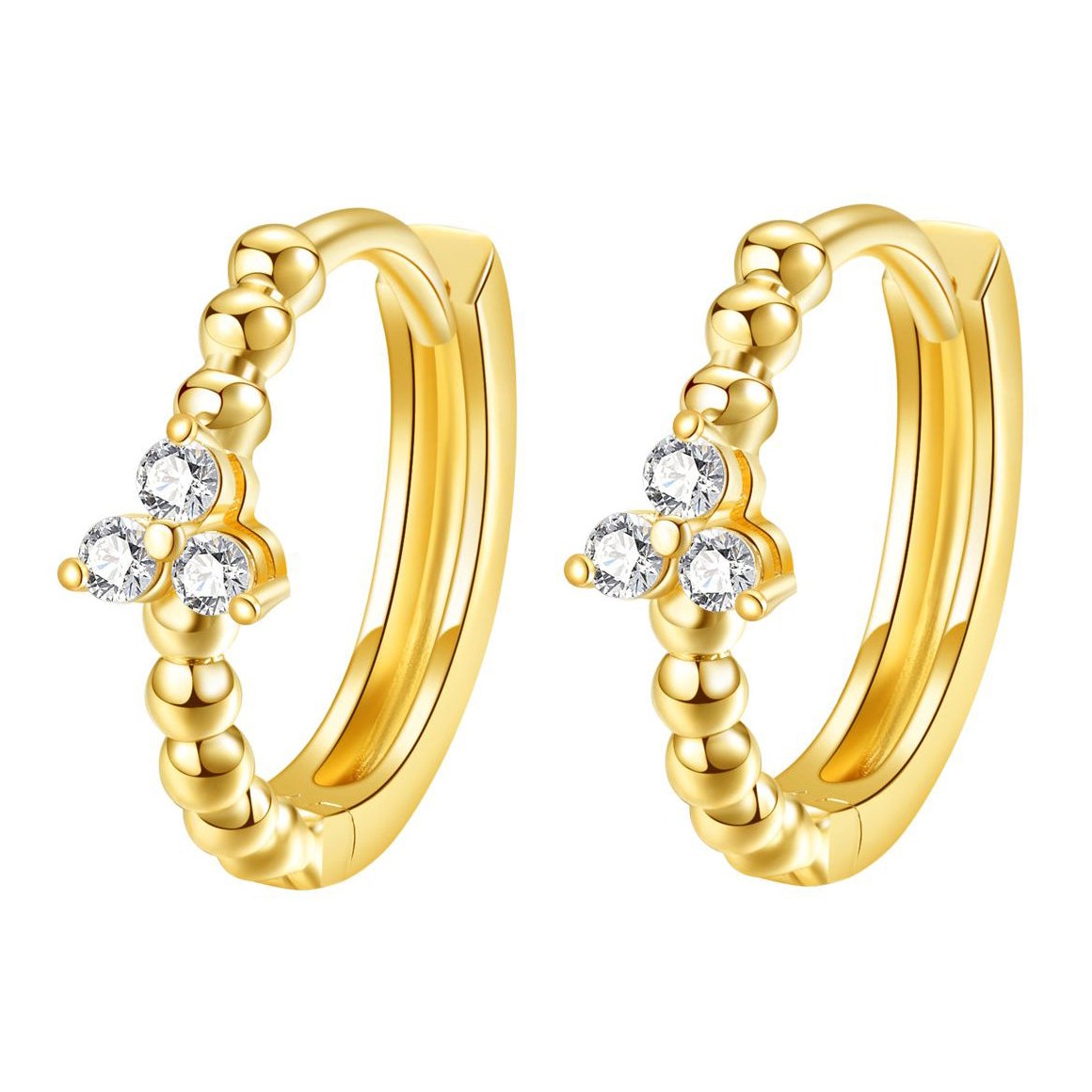 Hey Happiness Trinity Huggie Creolen 14K Gold