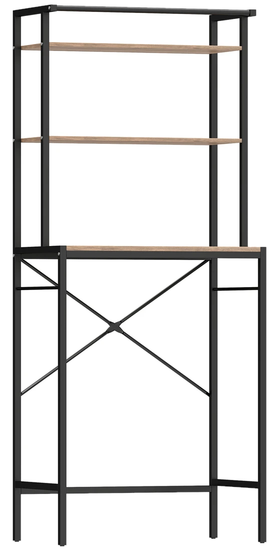 HOMCOM Waschmaschinenregal Badezimmerregal mit Trockenstange, 67 x